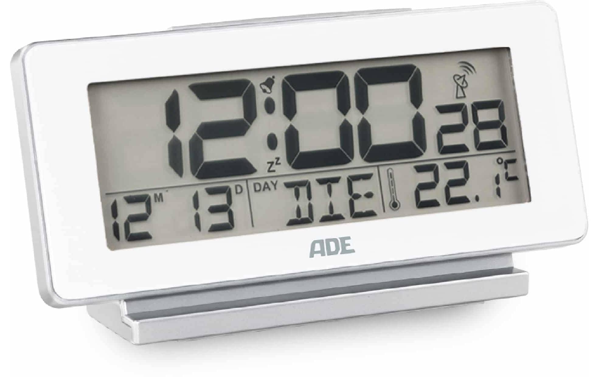 ADE Funkwecker »mit Temperatur und Datumsanzeige, Weiss«