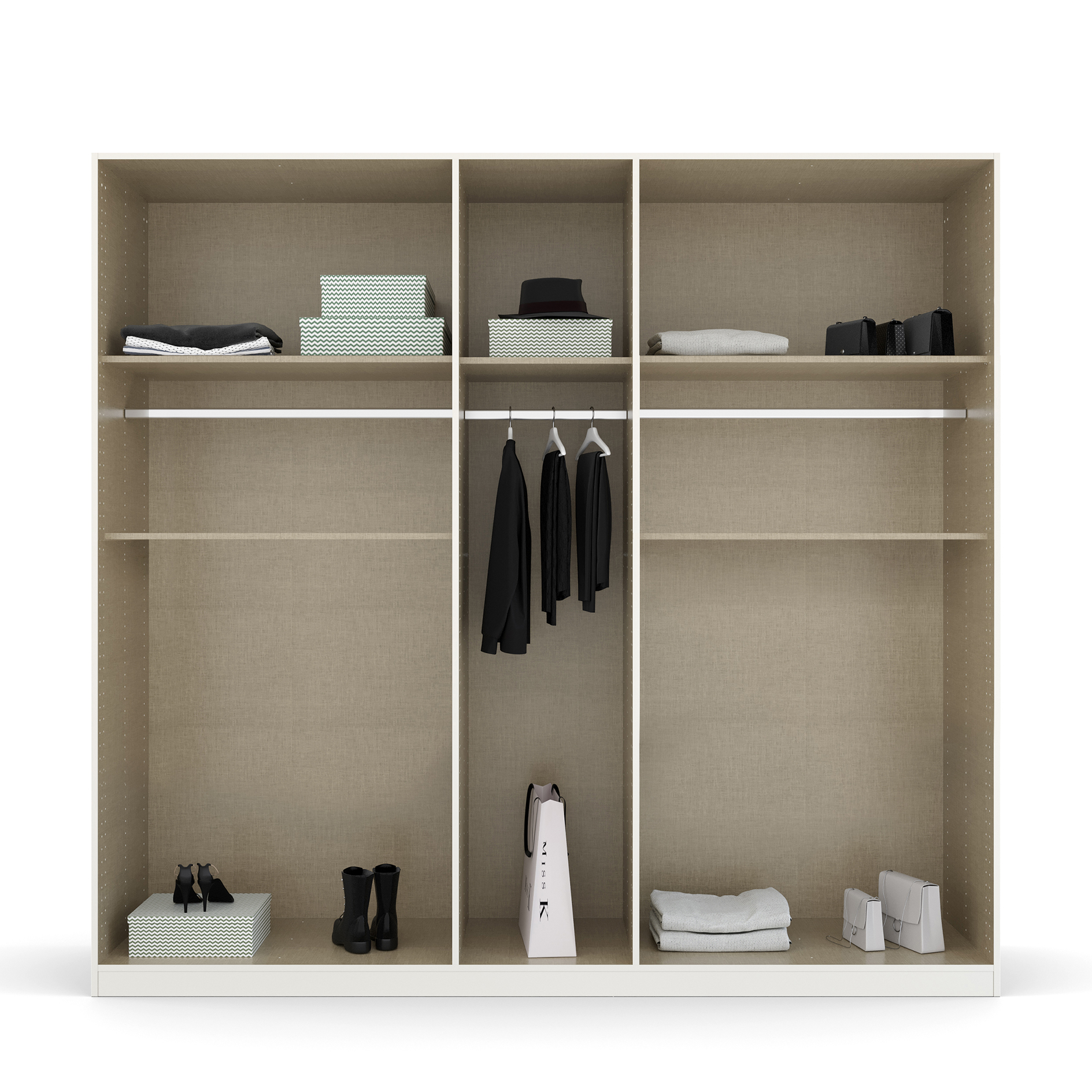Drehtürenschrank - grau metallic - Oak dunkel - 226 cm - 9-türig