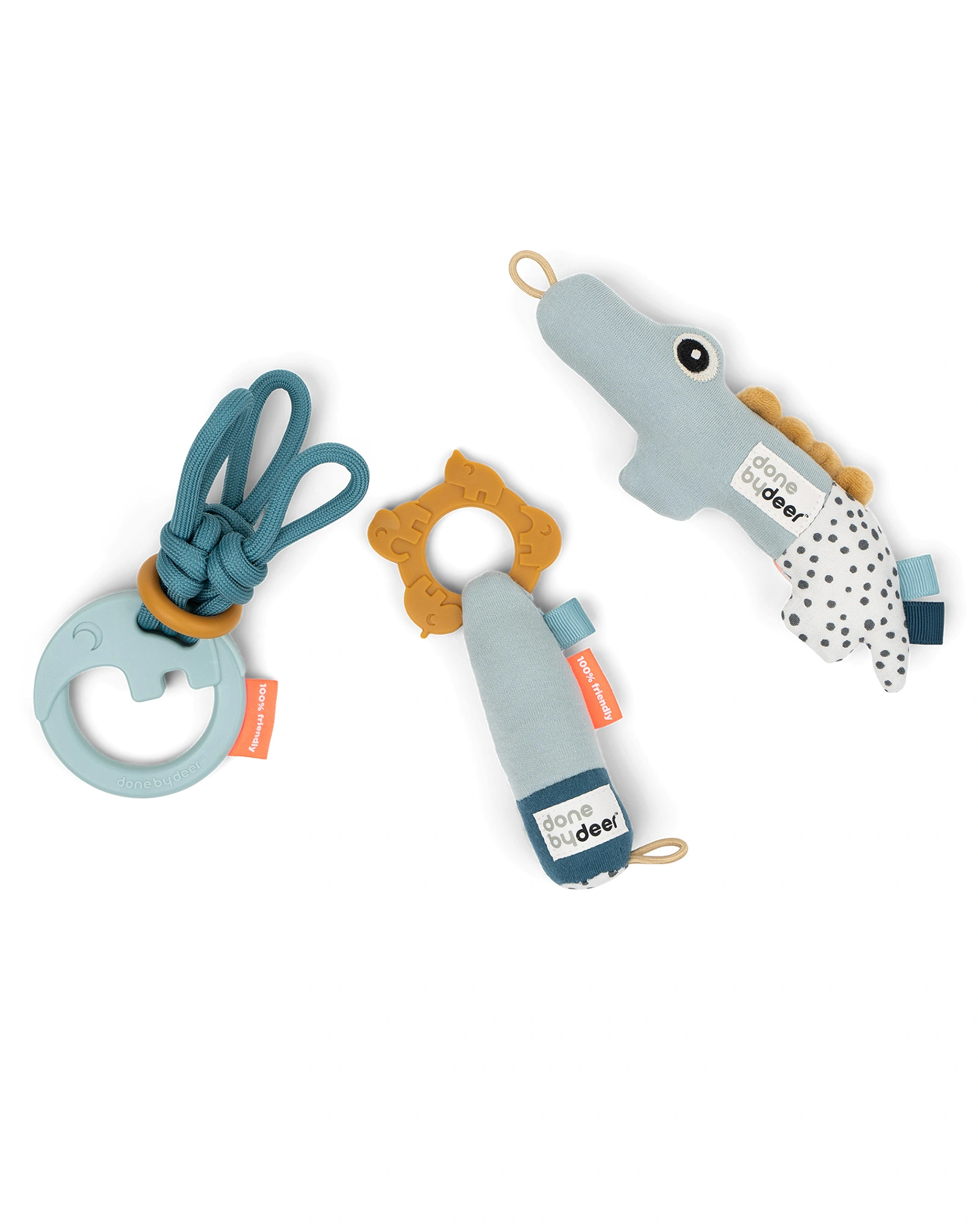 Rassel-Geschenkset TINY TOYS - DEER FRIENDS 3-teilig in blau