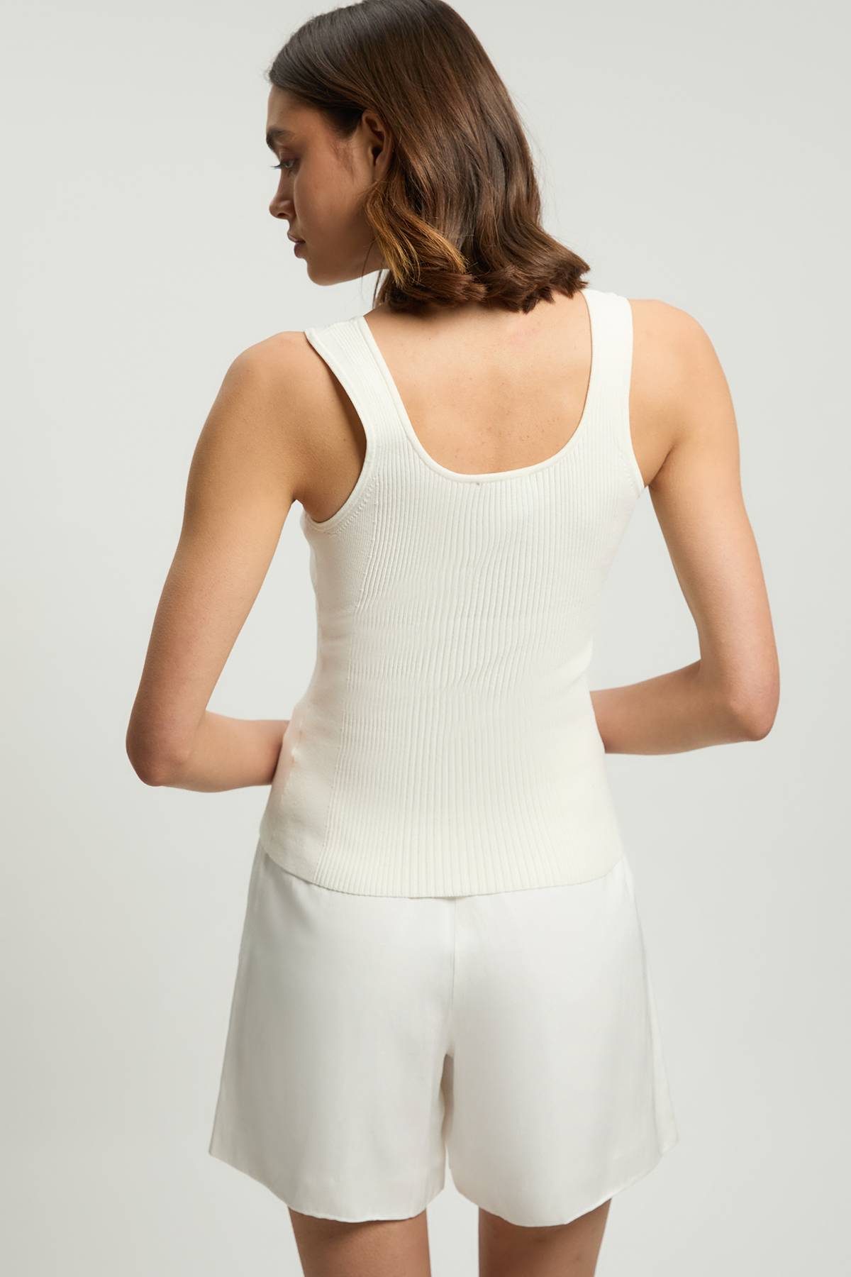 KarenMillen Débardeur à col carré en maille côtelée en mélange de viscose