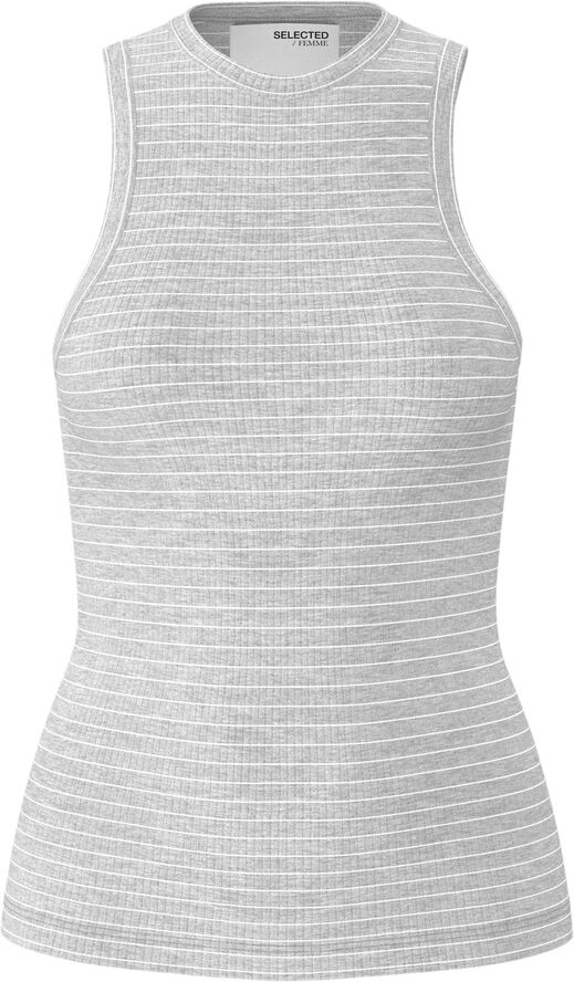 Selected Femme SLFANNA O-NECK STRIPED TANK TOP NOO Grå