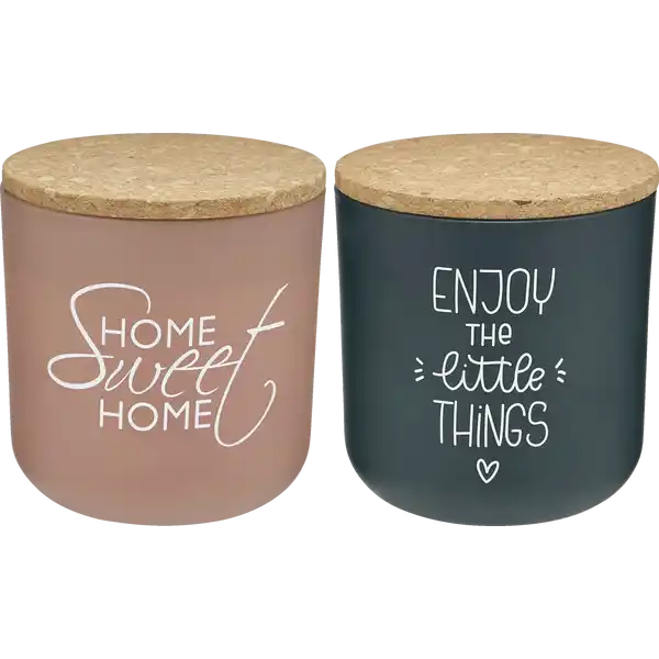 2-Docht Glas rosa / blau mit Spruch