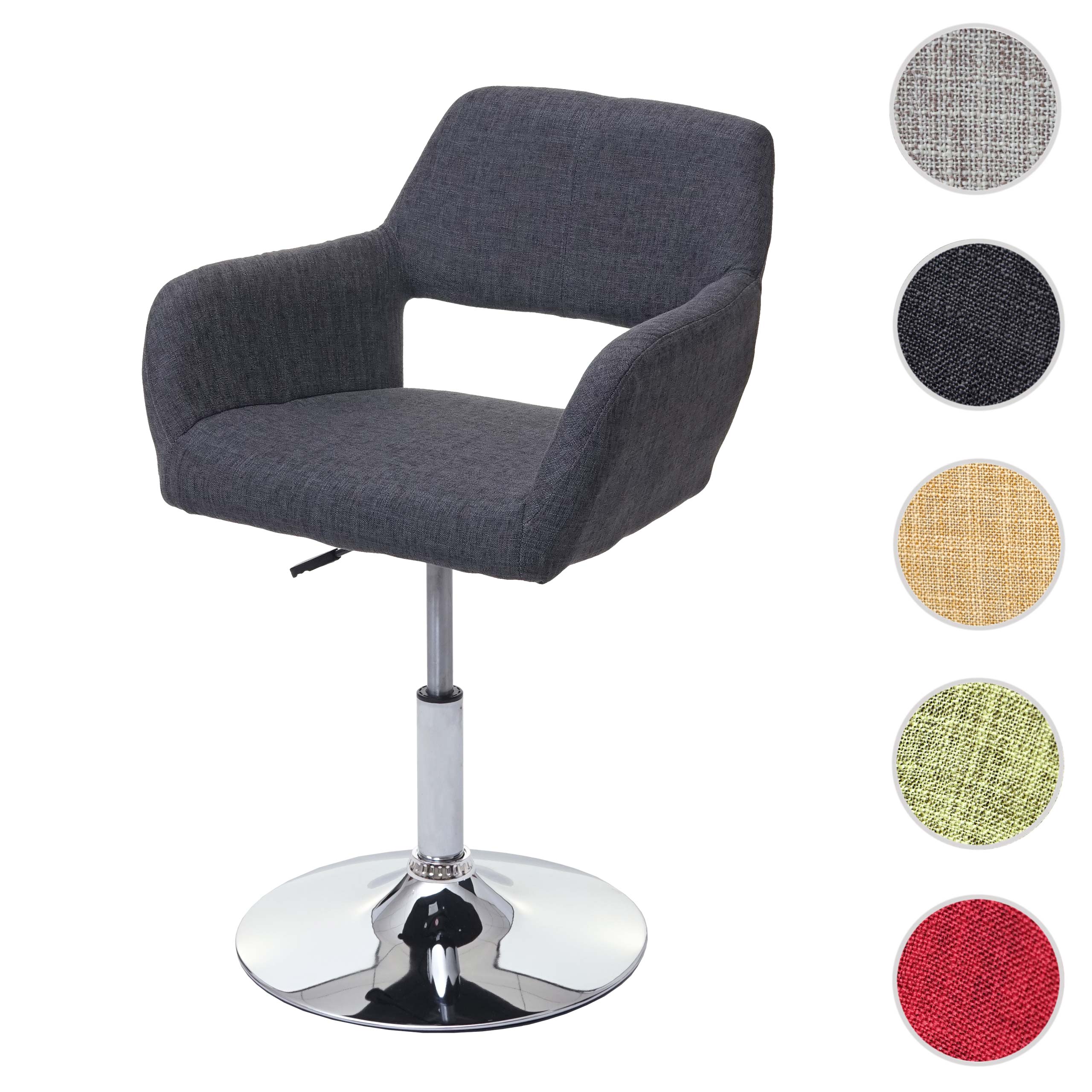 Esszimmerstuhl MCW-A50 III, Stuhl Küchenstuhl, Retro 50er Jahre, Stoff/Textil ~ dunkelgrau, Chromfuß