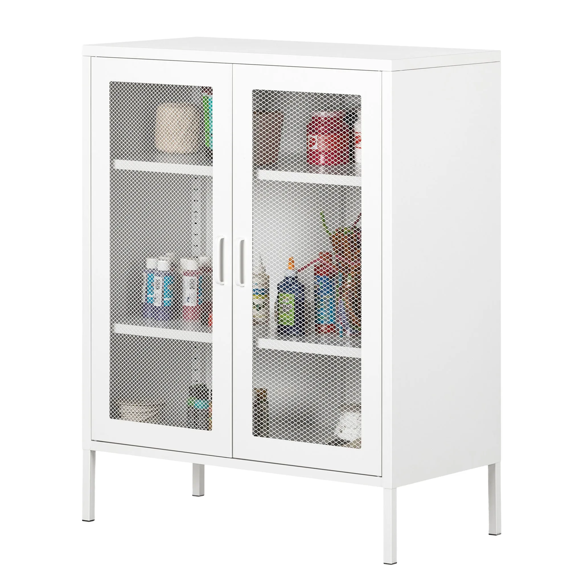 South Shore Meuble de Rangement avec Portes Grillagées en Métal Crea - Blanc