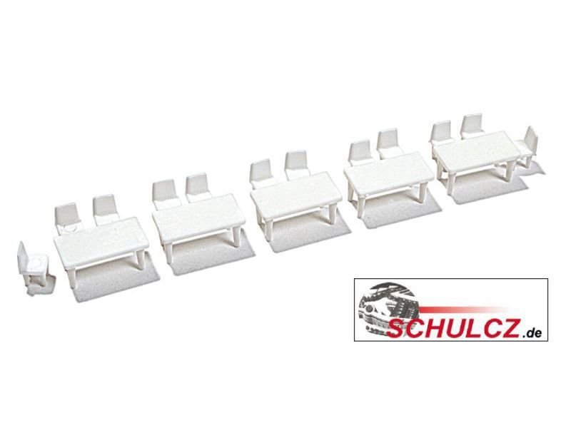 Tische und Stühle im Set, weiß, 1:100