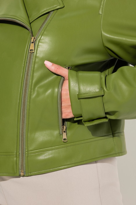 Bikerjacke, Lederoptik, Reverskragen, Zipptaschen