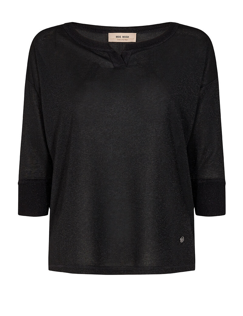 MOS MOSH TOP FEMME KIARA MANCHES MAILLE LUREX 3/4 NOIR