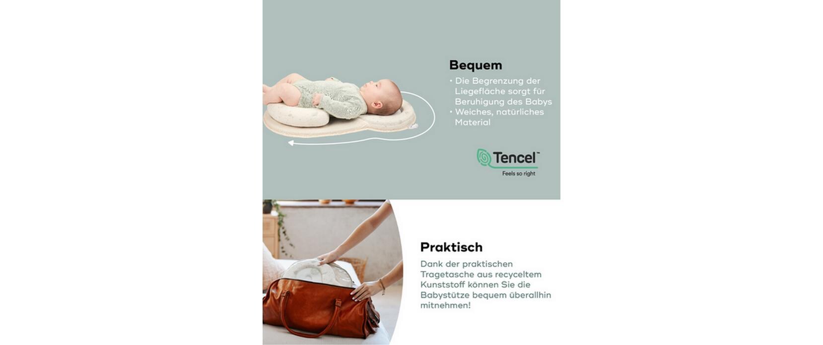 Liegehilfe Cosydream Fresh Mineral BeigeBabystütze ab der Geburt