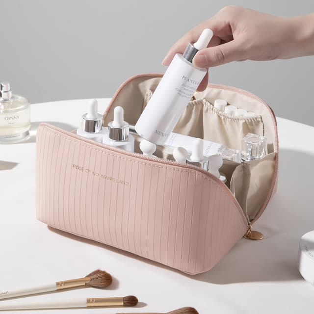 Rummelig toilet-/sminketaske Beige