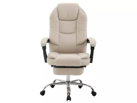 Chaise de bureau - Tissu & Métal chromé - Crème - Castle