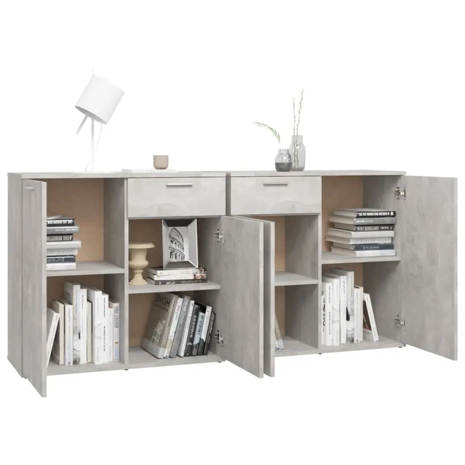vidaXL - Dressoir - Grijs - Bewerkt hout