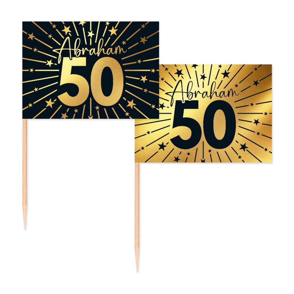 50 Jaar Cocktailprikkers Goud Zwart Abraham 50st