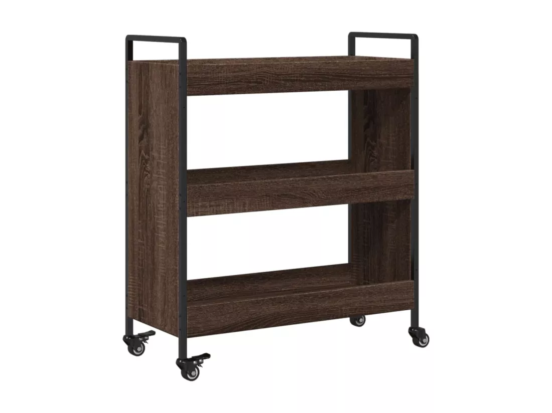 Chariot de cuisine chêne marron 70x30x82 cm bois d'ingénierie
