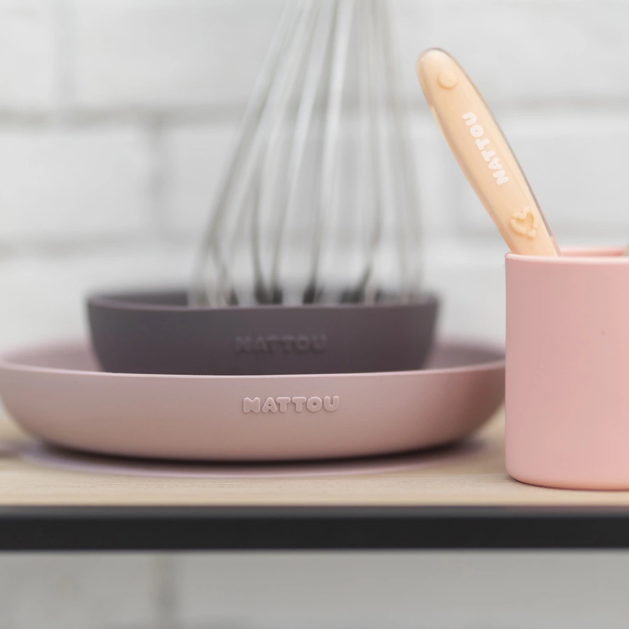 Nattou Esslern Set 4 teilig rosaaubergine