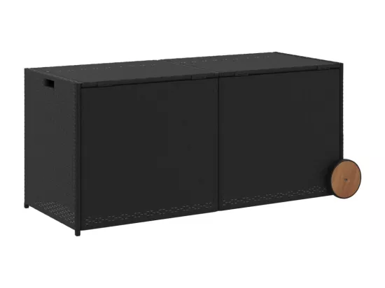 Boîte de rangement de jardin et roues noir 283L résine tressée