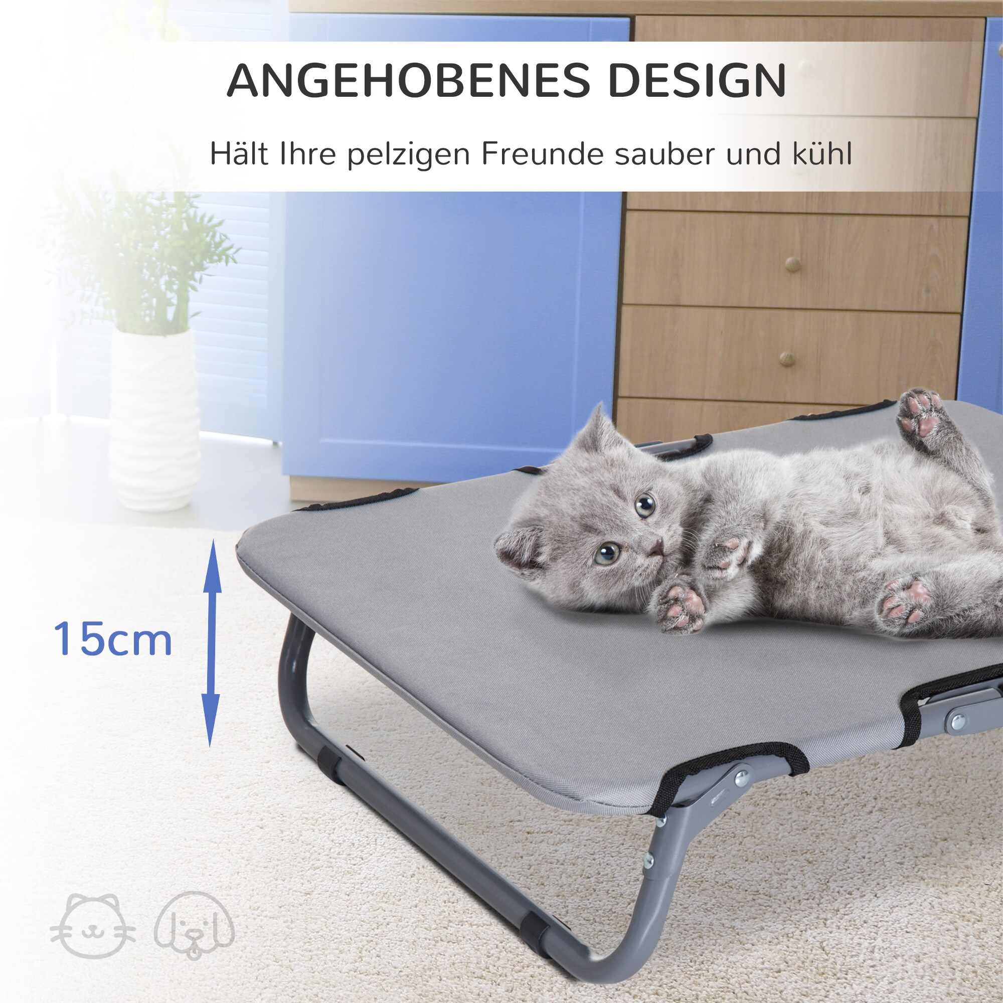 PawHut Hundebett faltbar grau 59 x 46 x 15 cm (LxBxH)