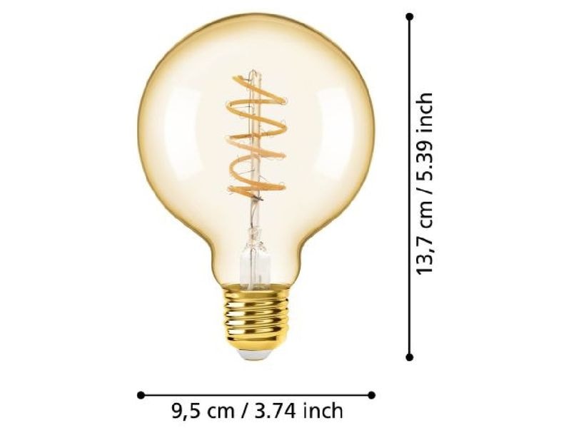 EGLO Leuchten Lampe 4 W E27 Warmweiss Filament LED-Glühbirne in antikem Vintage Design