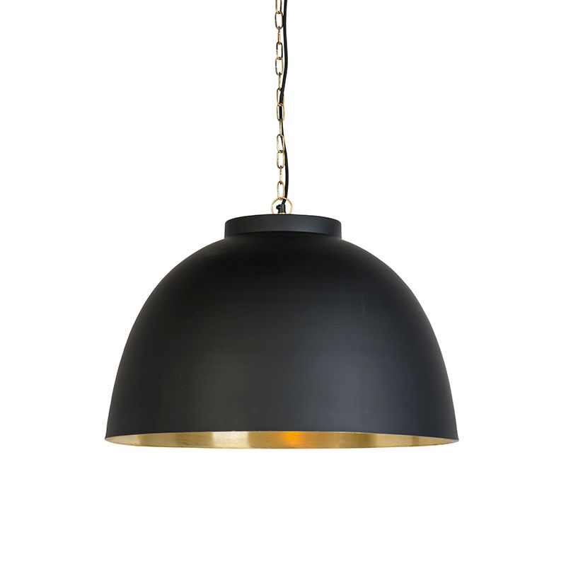 Hanglamp zwart met messing binnenkant 60 cm - Hoodi