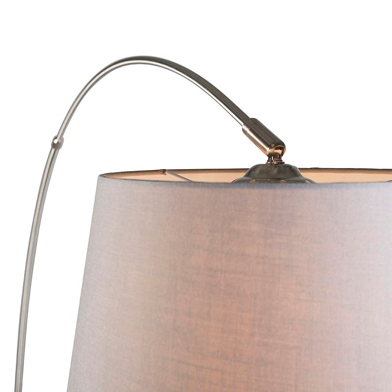 Moderne booglamp staal met grijze stoffen kap - Arc Basic
