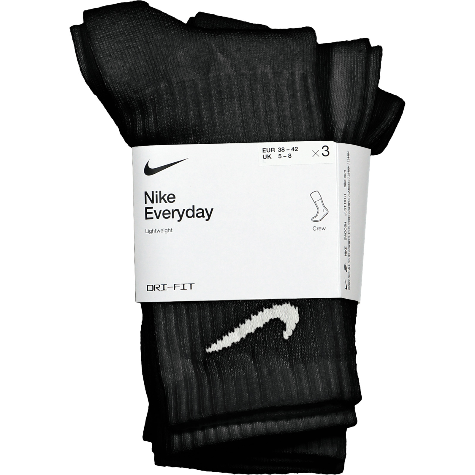 Nike Sportsocken Everyday Crew, 3 Paar 42-46, schwarz