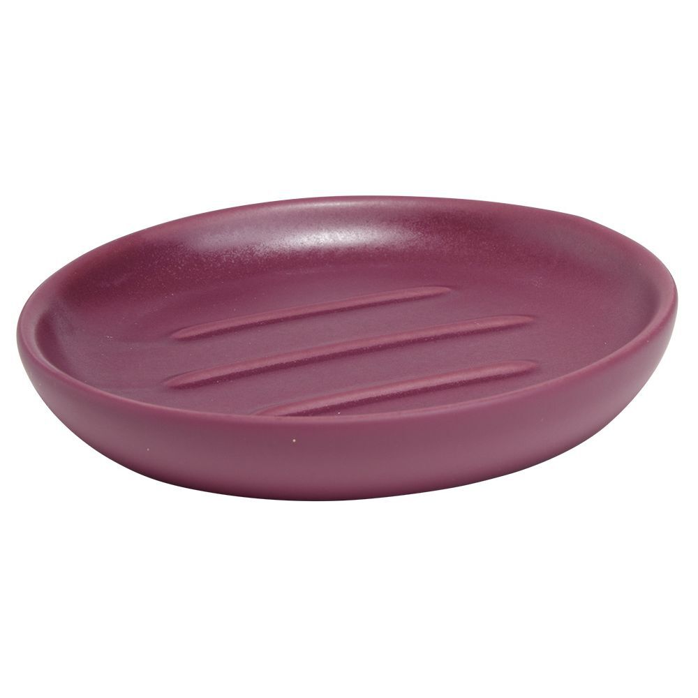 Porte-savon rond céramique violet Ø10xH2cm