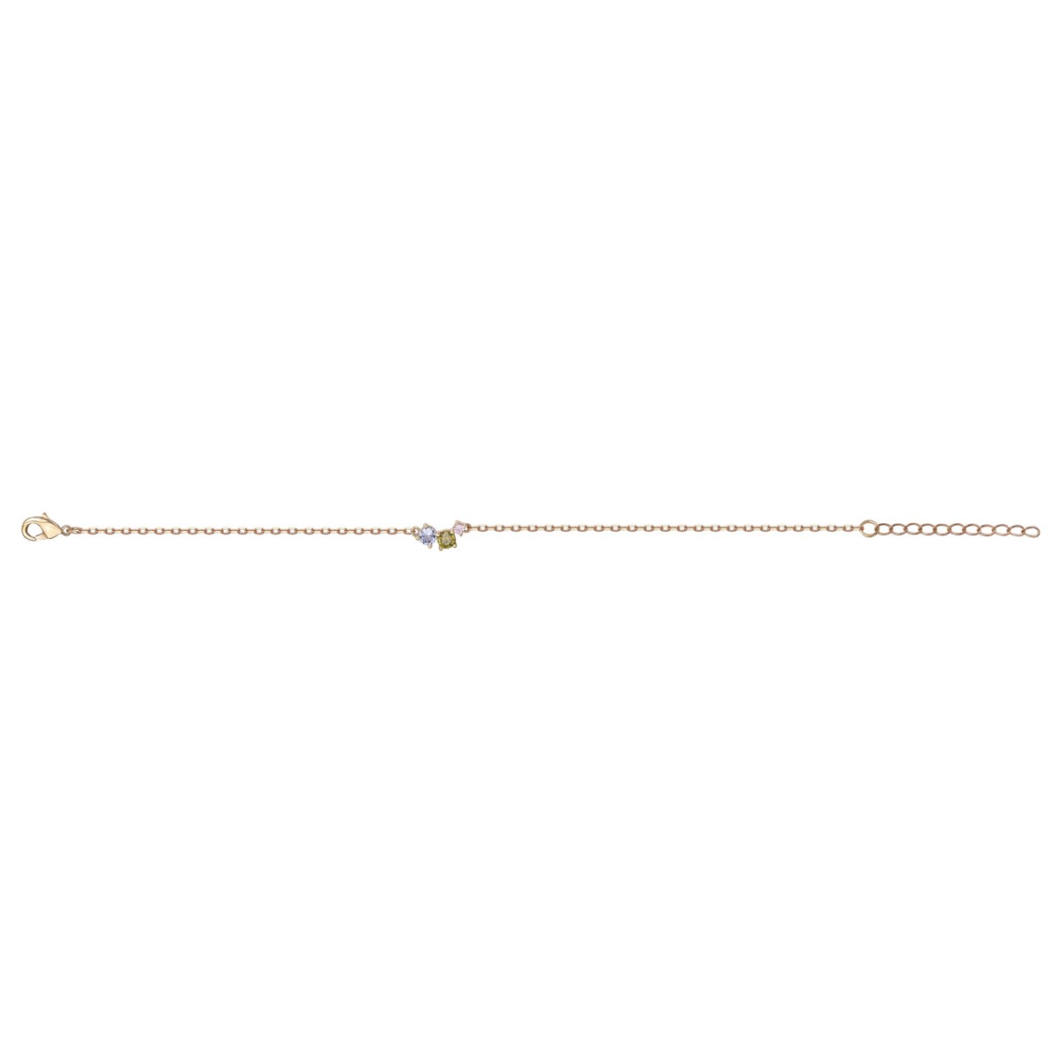 Bracelet souple mono-motif en Plaqué Or avec spinelle bleu topaze