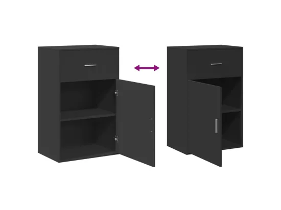 Armoire de rangement noir 56,5x39x90 cm bois d'ingénierie