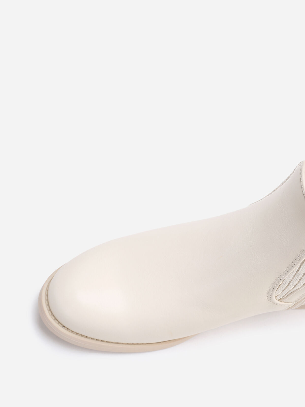 Bottines chelsea style chaussettes- Beige