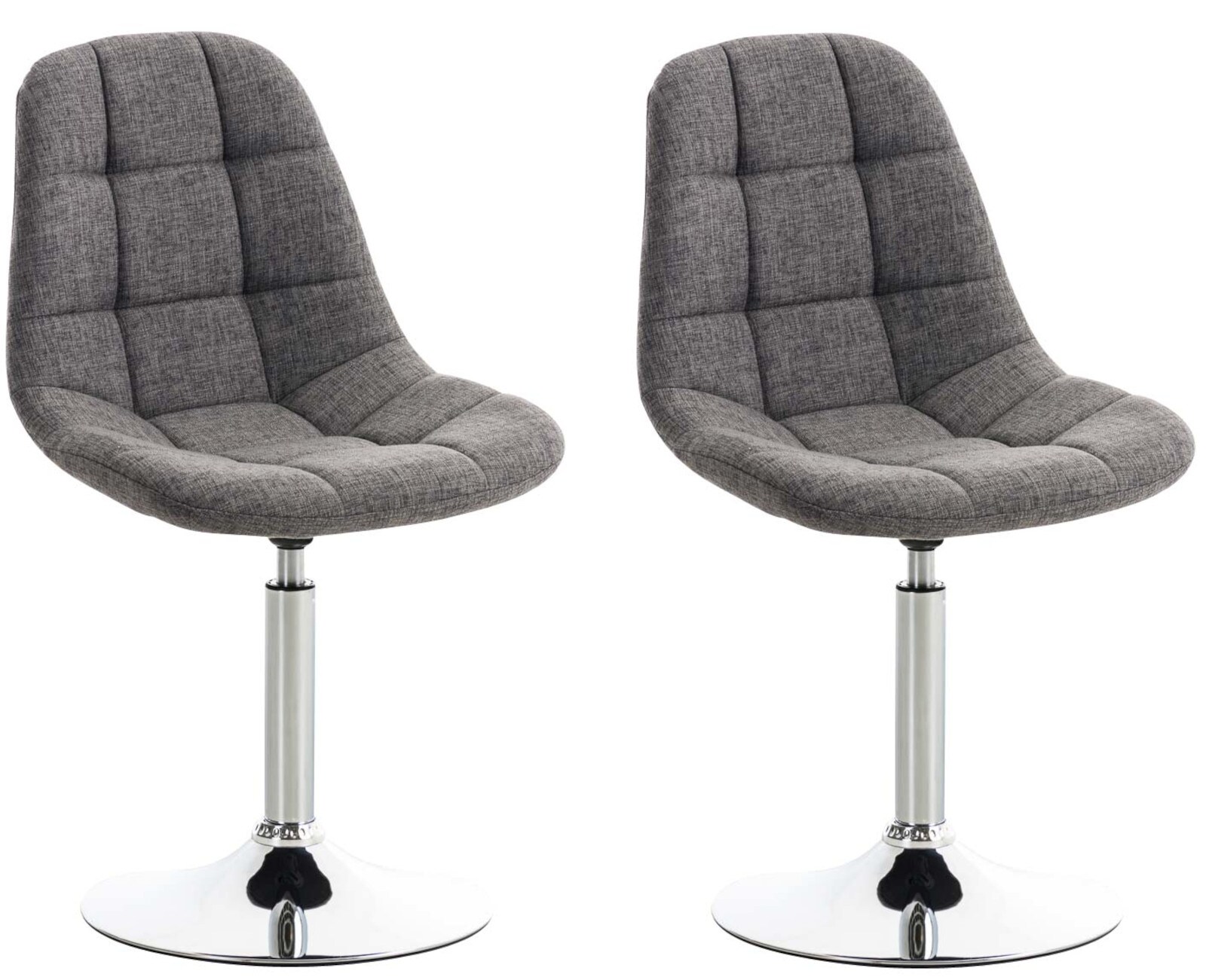 CLP 2er Set Stühle Emil Stoff I Mit Gestepptem Sitz I Drehstühle Mit Trompetenfüße In Chromoptik