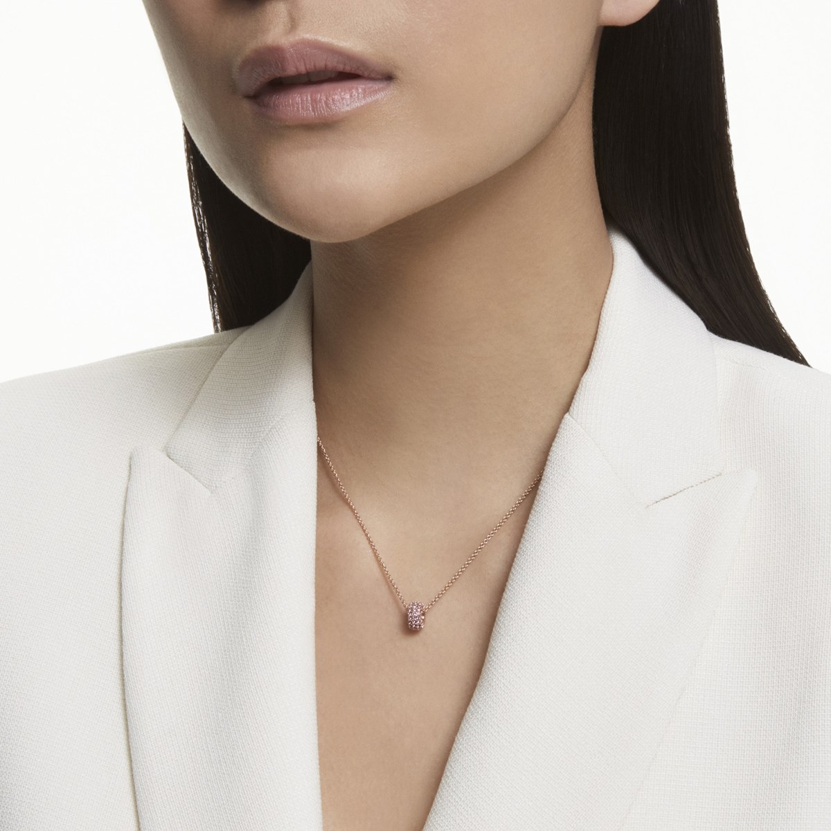 Collier Swarovski Stone doré rosé rose
