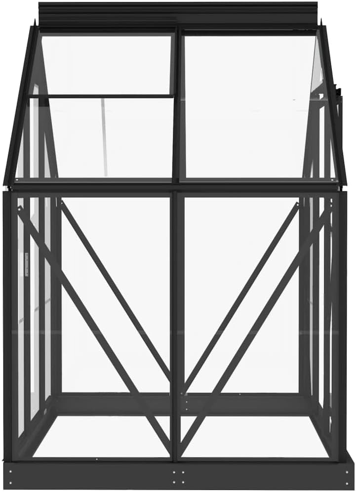 Gewächshaus im Garten Glas Anthrazit 155x103x191 cm Aluminium Gewächshaus Klein Frostschutz Pflanzen Winterschutz Gemüsehaus Treibhaus Gerätehaus Tomatenhaus UV-beständig&Wärmegedämmt