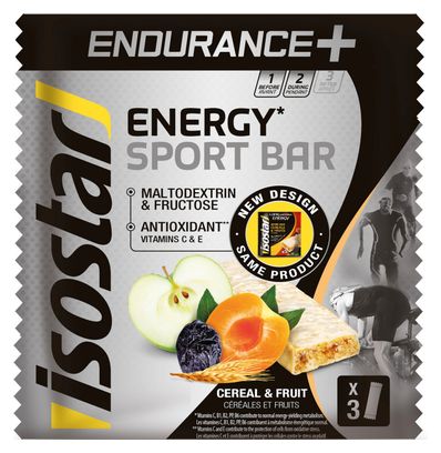 Barres énergétiques Isostar Endurance  Céréales & Fruits - 3x40g