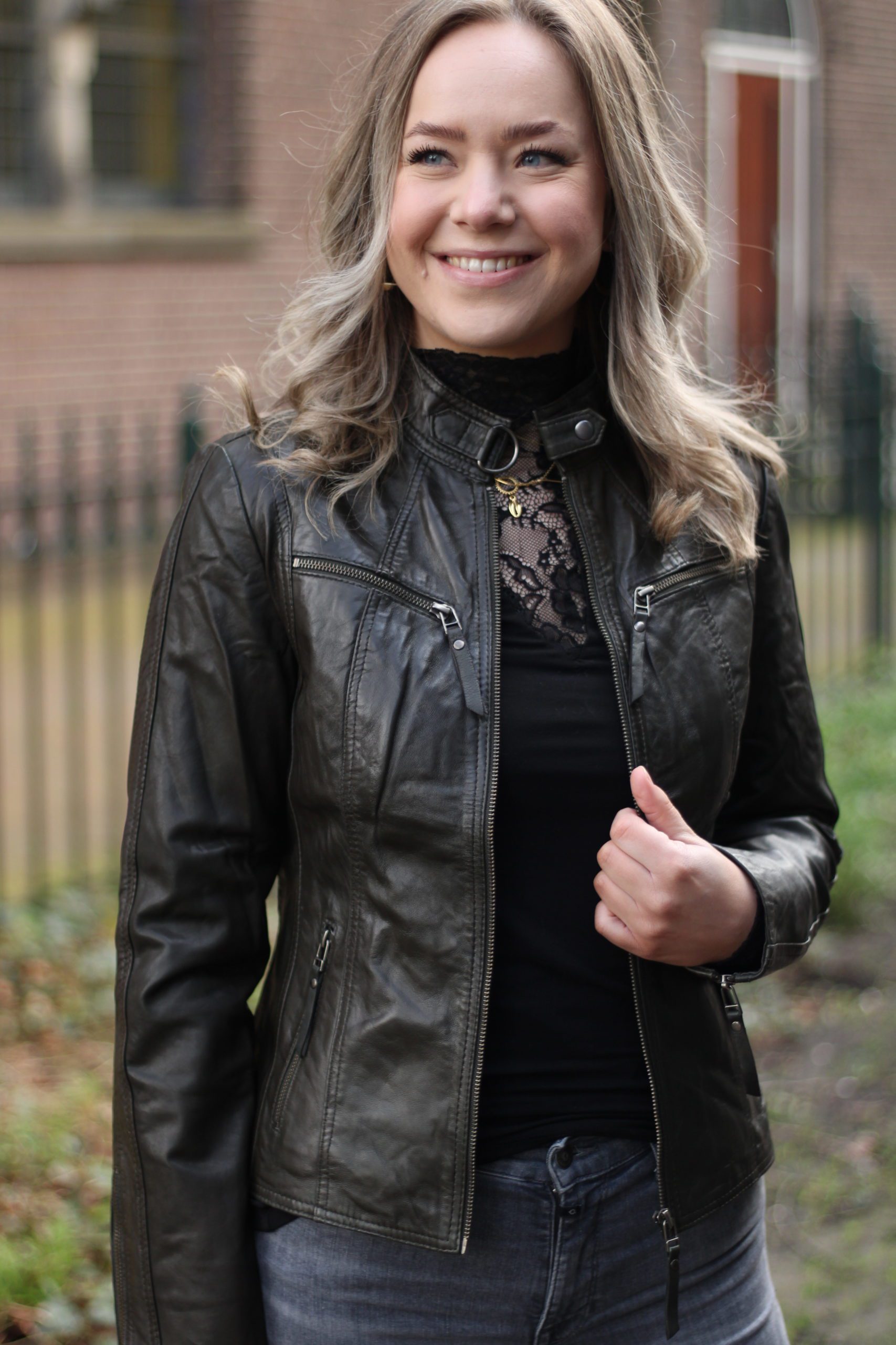 Chabo -  Zoë Leather Jacket - Olijf Groen