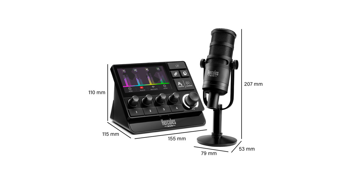 HerculesStream Essentials Kit mengpaneel  (Zwart, Stream 200 XLR + HXD-700)