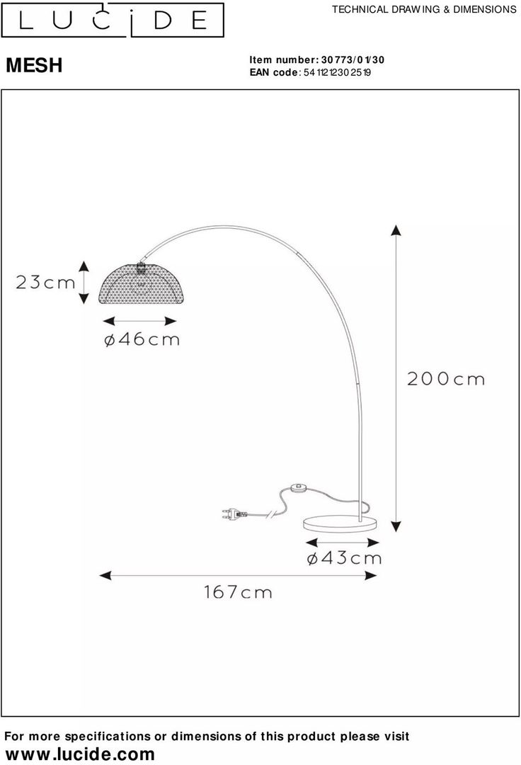 Lucide   Mesh Boog Vloerlamp