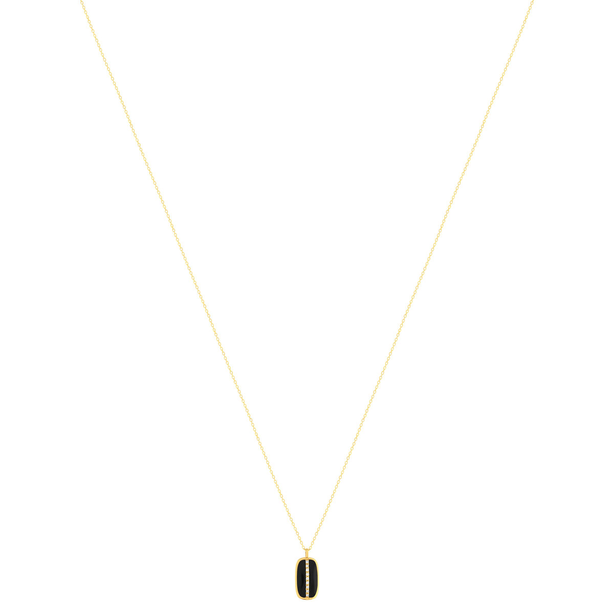 Collier or 375 jaune résine noire et zirconias 43cm