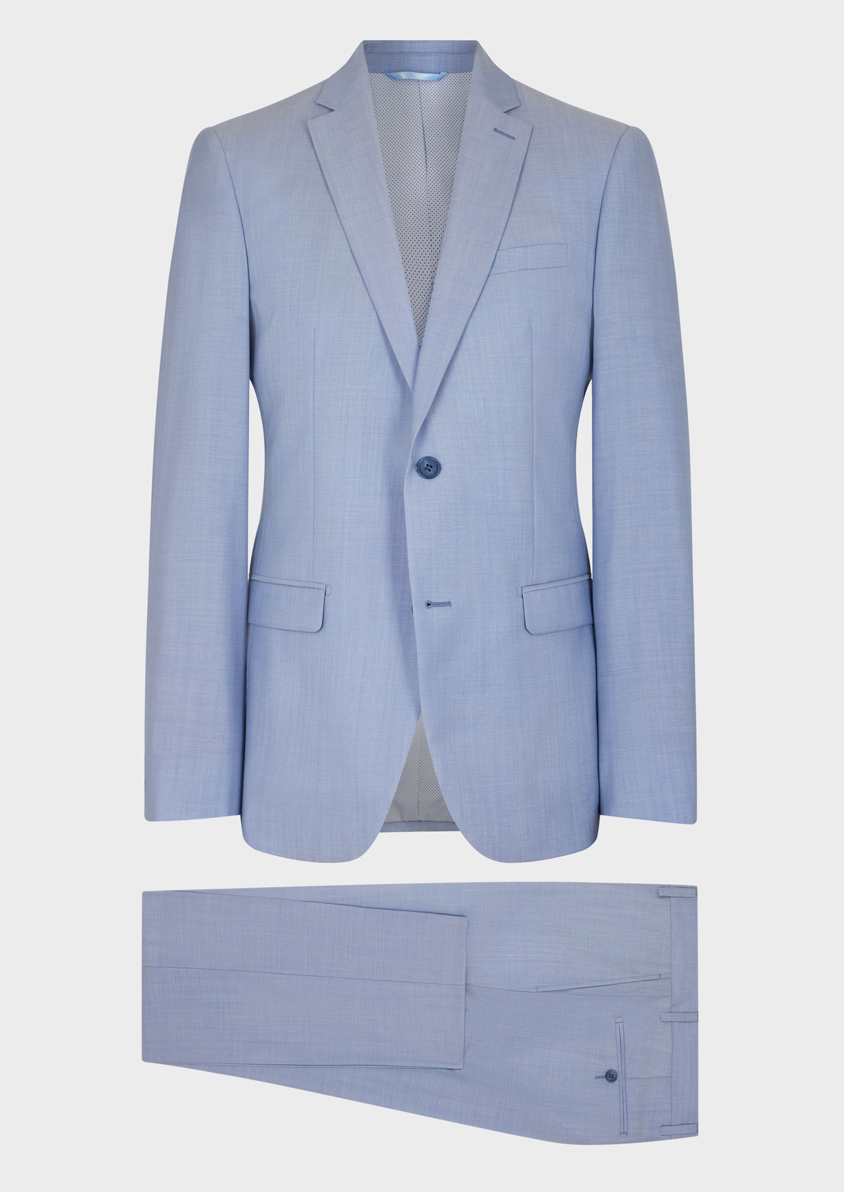 Costume 2 pièces Slim en laine unie bleu turquin