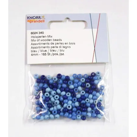 Knorr Prandell Holzperlen-Mix, 4mm, blau Mix, 165 Stück