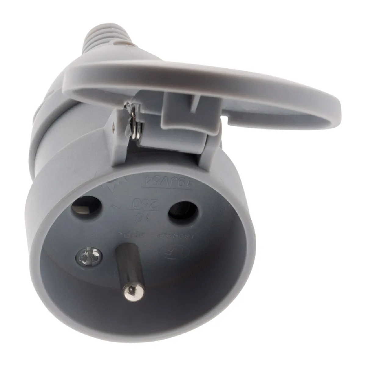 Zenitech Fiche femelle à clapet 16A 2P+T - Gris