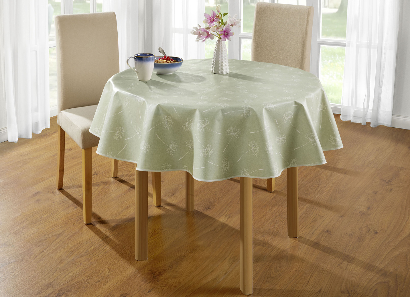 Wachstuch-Tischdecke mit Pusteblumen-Motiv