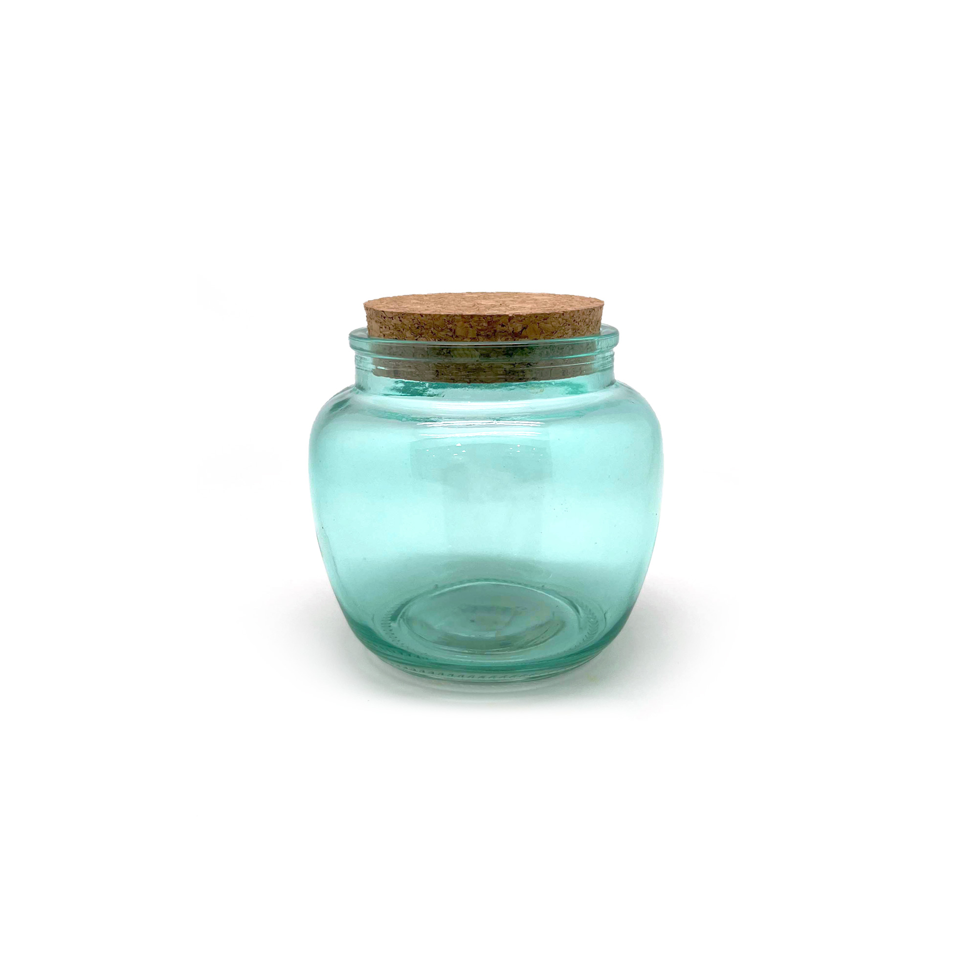 Glas mit Korken 550ml, blau, H 11,3 cm, Ø 11,3 cm von fischer's lagerhaus