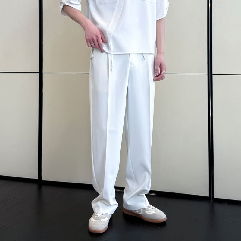 Freehop - Mid Rise Plain Straight Leg Broek