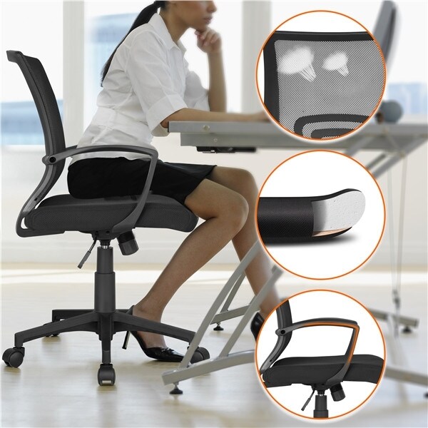 Yaheetech 2x Bürostuhl ergonomischer Schreibtischstuhl Chefsessel Drehstuhl Netzbezug extra breit