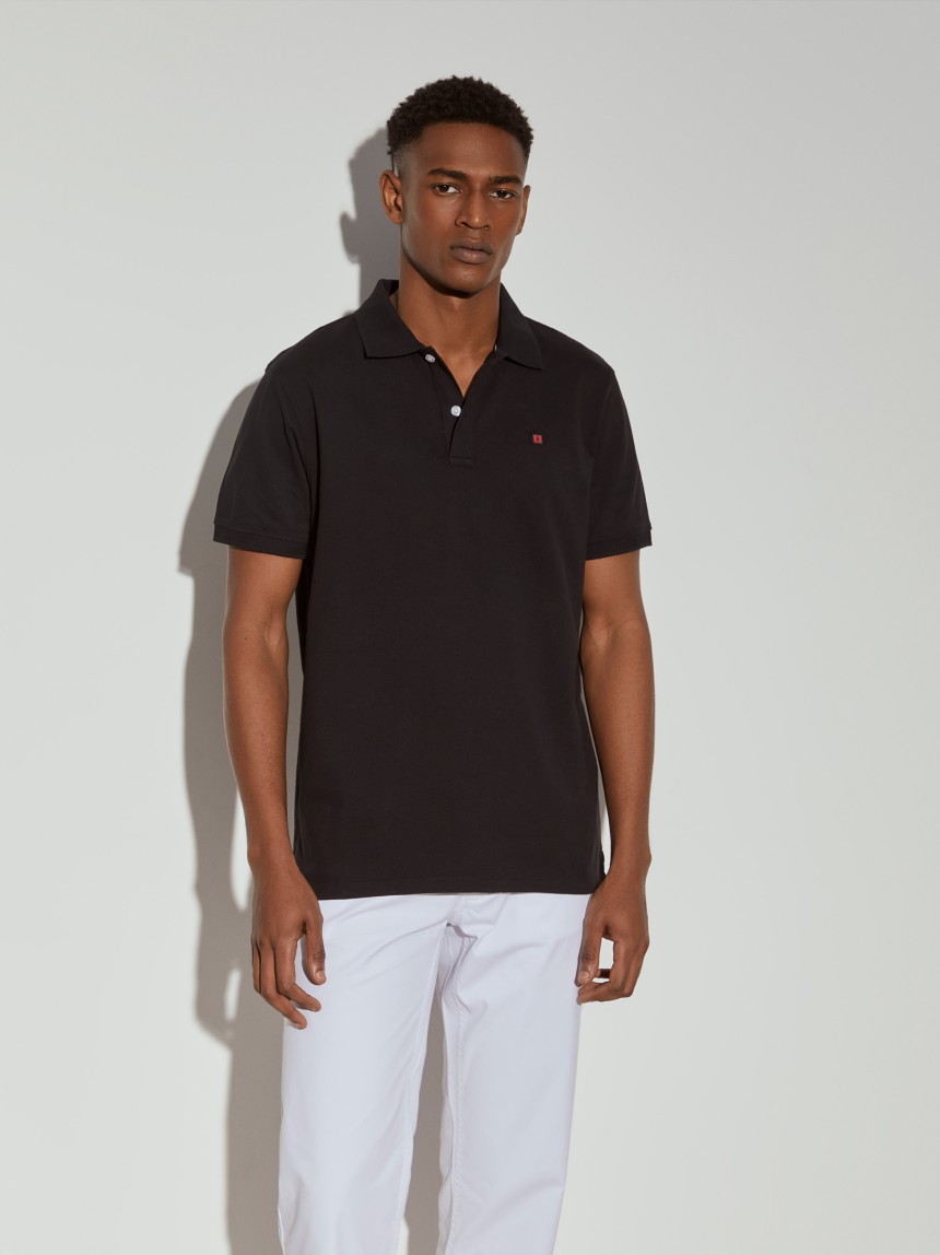 Polo piqué regular fit em algodão