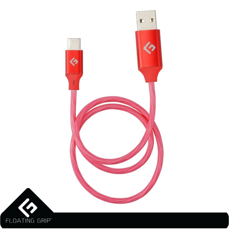Floating Grip 0,5M LED USB-C Cable (Red)