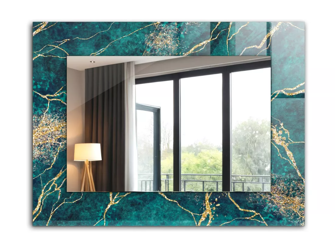 Miroir décoratif avec cadre Marbre vert 80 x 60 cm