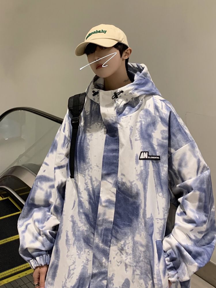 Kimeya - Tie Dye-jack met capuchon en letters