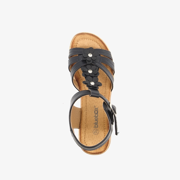 Blue Box sandalen met hak zwart met bloemen
