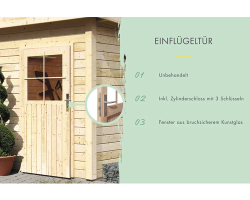 Enkele garage Karibu Pahlen met bloembak 387 x 537 cm naturel