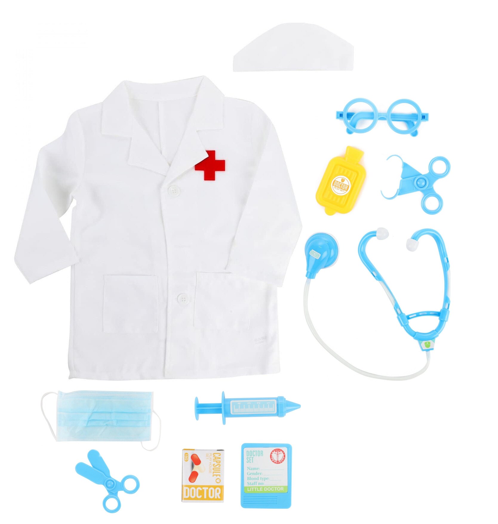 Toi-Toys - Doktor Verkleidungsset mit Kittel und Zubehör Kostüm Verkleidung für Kinder